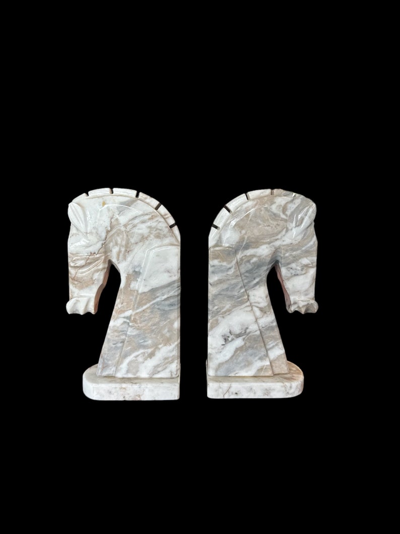 Vintage Horse Head Marble Bookends image 2