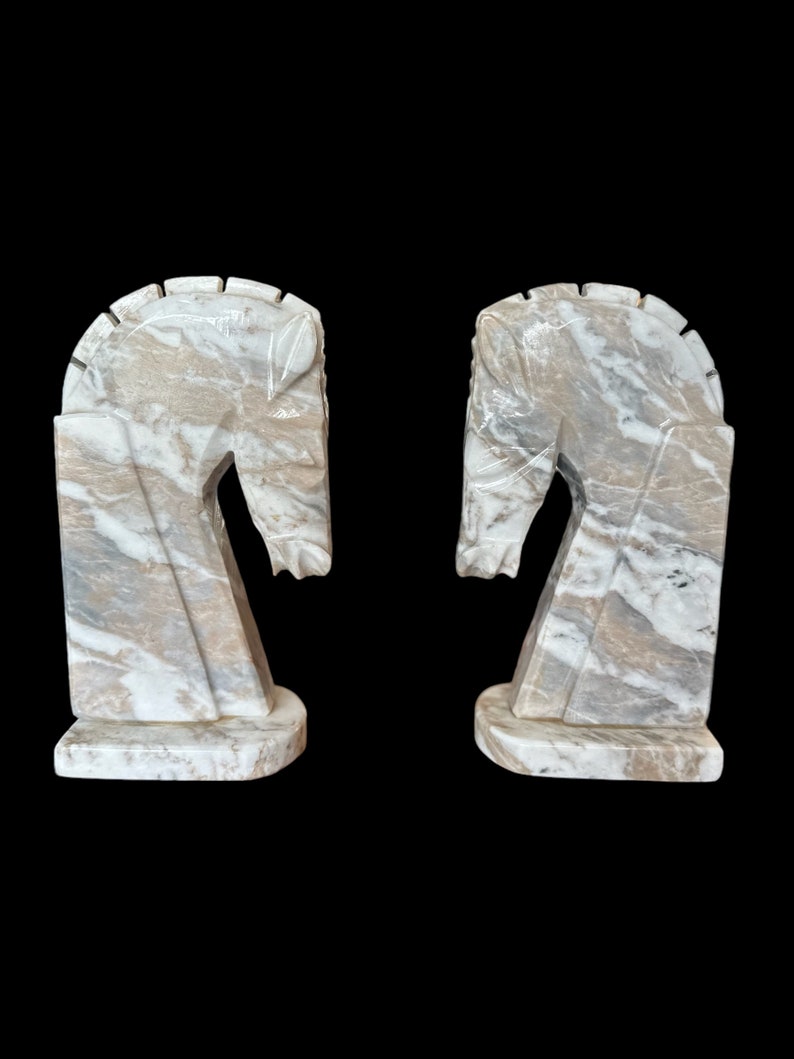 Vintage Horse Head Marble Bookends image 3