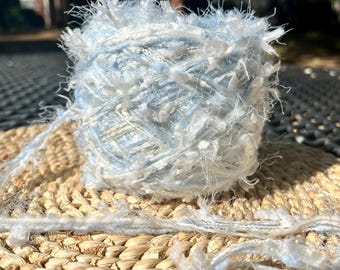Blue | Custom mixed yarn rolls , sustainable fiber chunky yarn, unique custom mixes of colors and textures, mix media scrap book