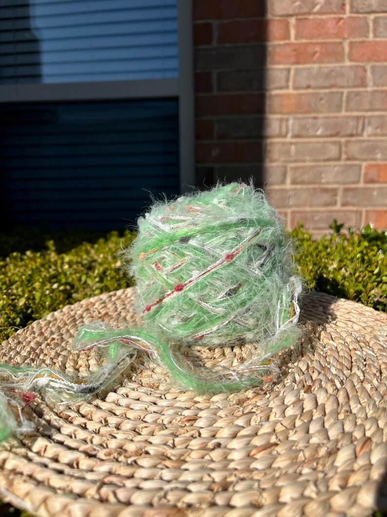 Green | Custom mixed yarn rolls, sustainable fiber chunky yarn, unique custom mixes of colors and textures, mix media scrap book Melodie Haze