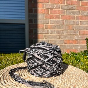 Gray Scale | Custom mixed yarn rolls, sustainable fiber chunky yarn, unique custom mixes of colors and textures, mix media scrap book Ash Bark