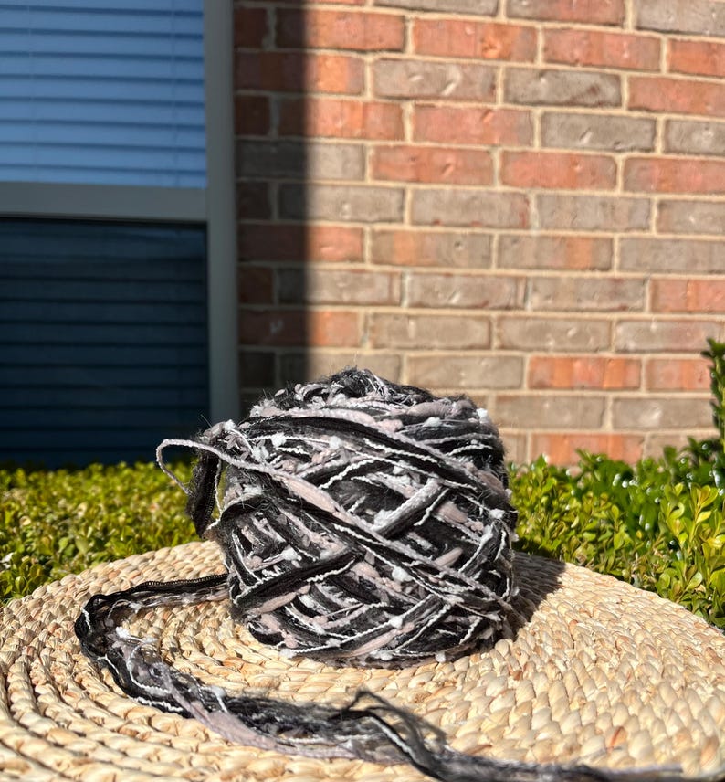 Gray Scale | Custom mixed yarn rolls, sustainable fiber chunky yarn, unique custom mixes of colors and textures, mix media scrap book Ash Bark