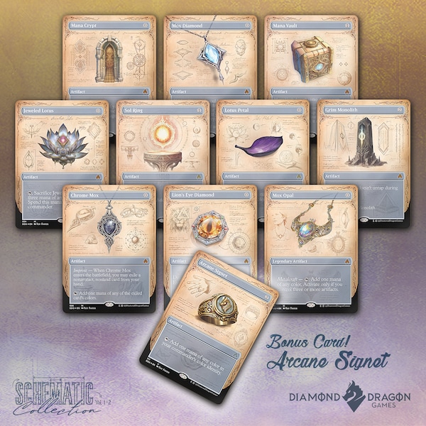 MTG Mana Rock Proxy Pack | Complete Schematic Blueprint Collection Mana Crypt, Lions Eye, Jeweled Lotus, Mox Diamond, Opal, Chrome & More!