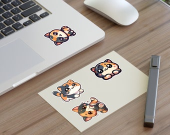 Stickervel schildpadkat: Kawaii Kitty-stickers
