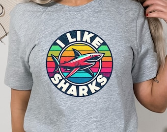 Camiseta "Me gustan los tiburones": Camiseta gráfica de vida marina y océano