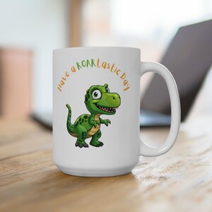 ROARtastic Day Dinosaur Mug Cute T-Rex Design Tyrannosaurus Funny Slogan Green Dinosaur Gift Coffee Mug