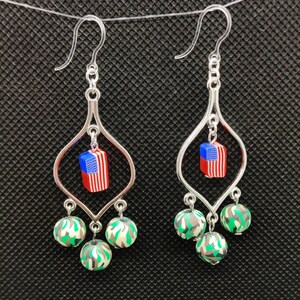 Patriotic Earrings with Plastic Hooks