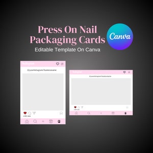 Prensa de modelo de canva para mídia social do Instagram no cartão de embalagem de unhas