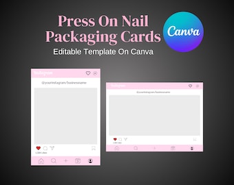 Instagram Social Media Canva Template Press On Nail Packaging Card