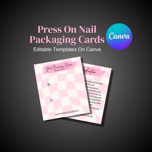 Cartões de embalagem de negócios personalizados 3x4 xadrez femininos, modelos editáveis do Canva