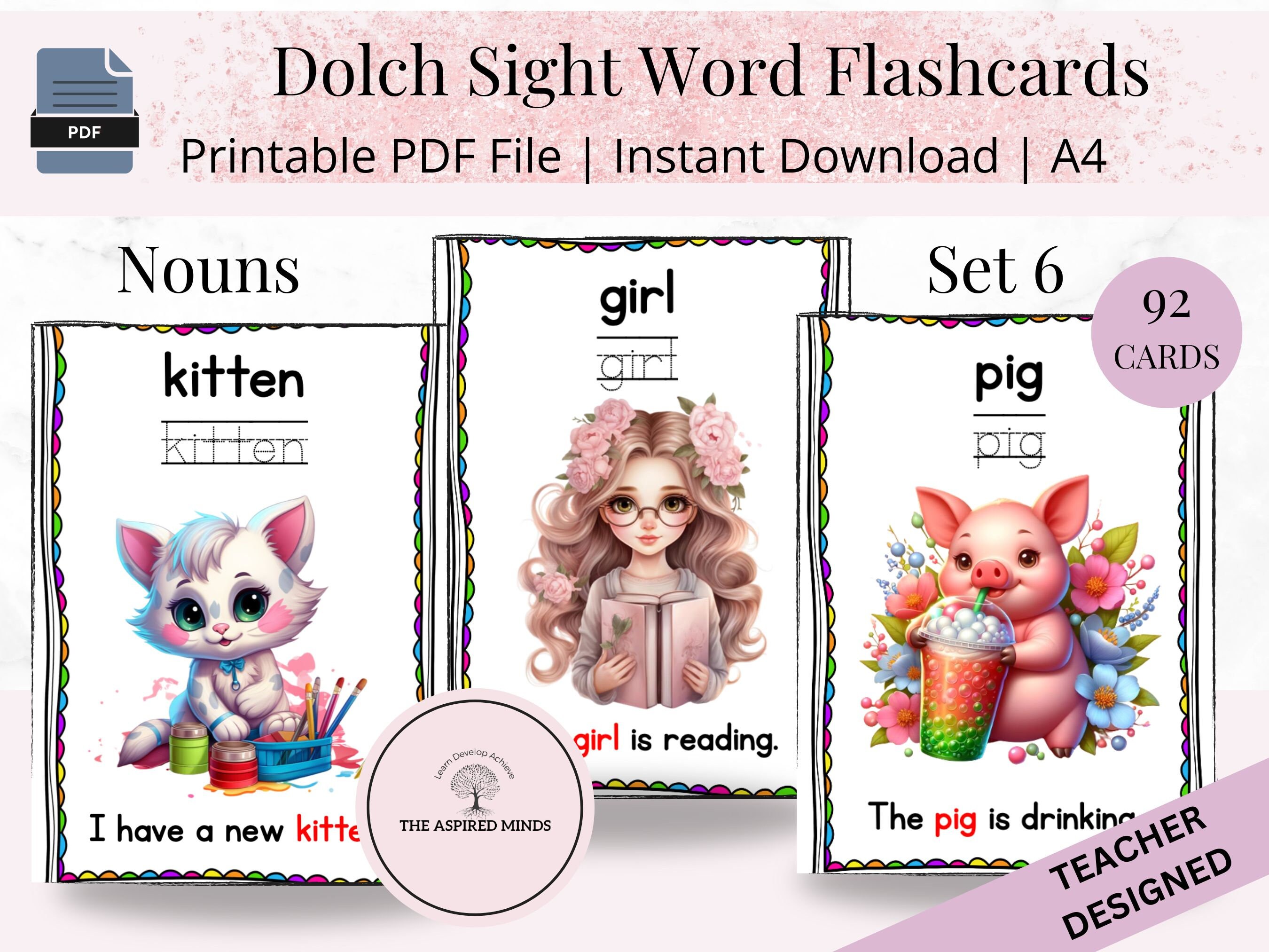 Printable Dolch Sight Word Flashcard BUNDLE, Kindergarten, Classroom ...