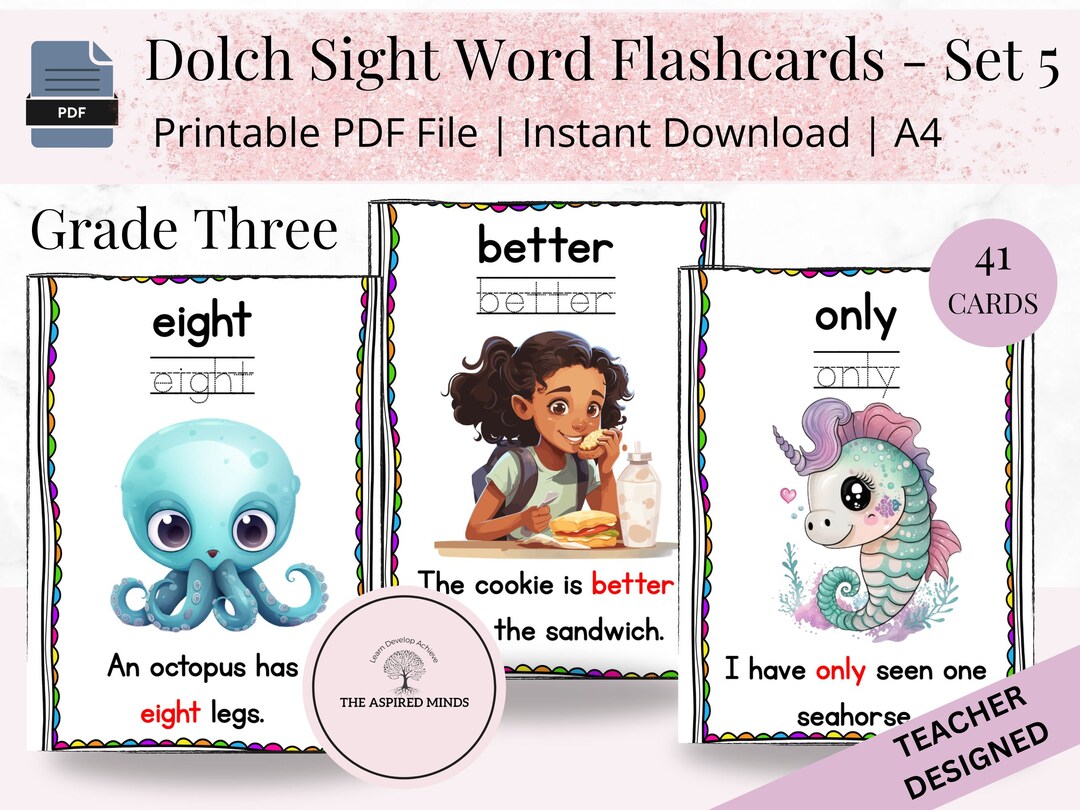 Printable Dolch Sight Word Flashcards, Third Grade, Classroom Display ...