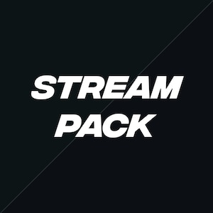 Peut inclure: Texte blanc sur fond noir, "STREAM PACK" avec le mot "STREAM" en plus grand que le mot "PACK".