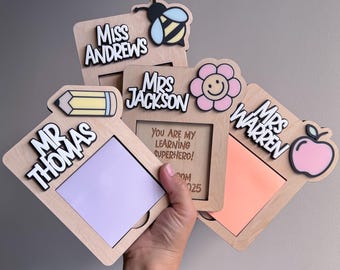 Personalised Wooden Teacher Sticky Note Holder | Educator Gift