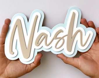 SCRIPT 3D Name Plaque | Kids Name Plaque | Layered Wall Art | Acrylic Birth Plaque | Kids Decor | Nursery Decor | Triple Layer Name Sign