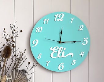 Kids Retro 3D Name Clock | Kids Bedroom Clock | Children's Gift | Personalised Acrylic Wall Clock