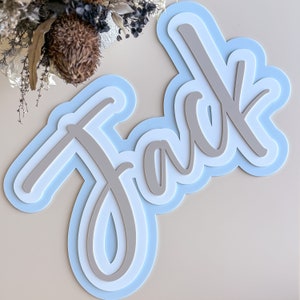 SCRIPT 3D Name Plaque | Kids Name Plaque | Layered Wall Art | Acrylic Birth Plaque | Kids Decor | Nursery Decor | Triple Layer Name Sign