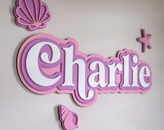 3D Triple Layered Acrylic Name Plaque and Themed Wall Shapes | Kids Nursery Decor | Name Sign