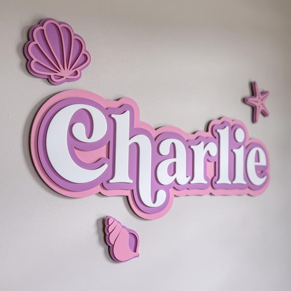 3D Triple Layered Acrylic Name Plaque and Themed Wall Shapes | Kids Nursery Decor | Name Sign