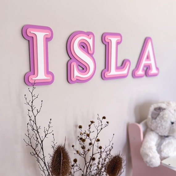 Triple Layer Acrylic Name Sign: 3D Wall Letters, Nursery Decor