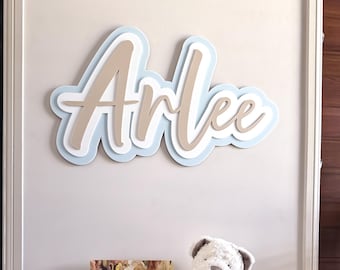 3D Script Name Sign | Layered Acrylic Wall Art | Kids Decor | Name Plaque