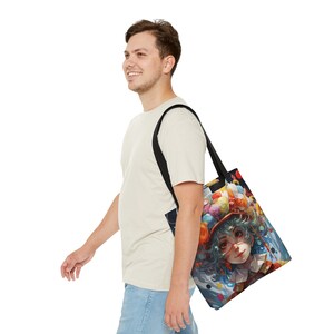 Scary Clown Pattern Print Leather Tote Bag main image 0