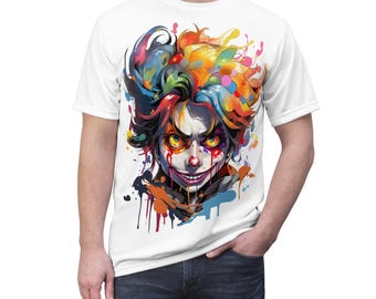 Camiseta gráfica de payaso espeluznante: camiseta de terror vanguardista, disfraz de Halloween