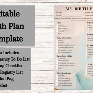 Editable and Personalizable Birth Plan Template| Printable Birthing Plan | Labour And Delivery Preferences Template.