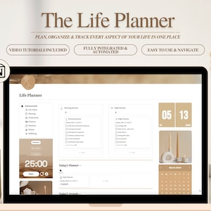 Notion Template Life Planner | Notion Dashboard, Aesthetic Minimal Notion Template, Notion Planner