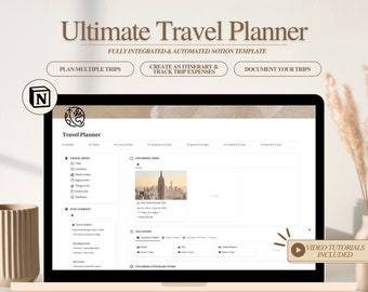 Notion Template Travel Planner | Aesthetic Minimal Notion Planner, Travel Organizer Notion Templates