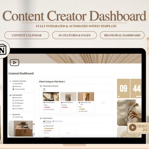 Content Creator Notion Template Social Media Planner | Content Planner, UGC, Instagram, YouTube, Notion Planner Content Organizer