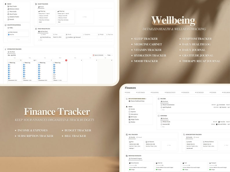 Aesthetic Notion Life Planner Template | Minimalist Dashboard - Etsy