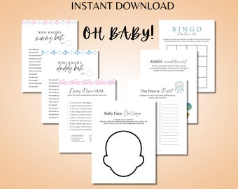 Baby Shower Game Bundle, Minimalist Baby Shower Games, Baby Shower Trivia, Simple Baby Shower, Baby Shower Word Games