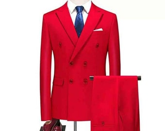 Red 2 Pieces Double breasted Suit,Red Men’s Suit,Red Wedding Suit,Red Groom Suit,Red Wedding Suit,Mens Suit,Red Fitted Mens Suit,Red Suit