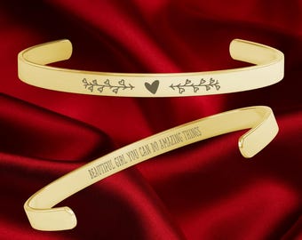 Inspirierender Armreif - Versteckte Botschaft, Edelstahl, verstellbar
