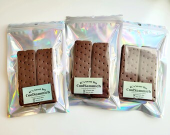 Freeze Dried whole Ice Cream Sandwiches - crunchy, amazingly flavorful- perfect for snacking or as a gift. 2 vanilla sandwiches per bag