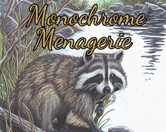 Monochrome Menagerie: 25 páginas imprimibles para colorear de animales en escala de grises para adultos