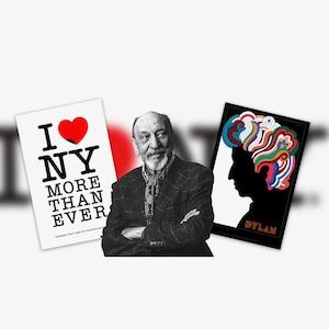 Coleção de 6 cartões postais vintage de Milton Glaser