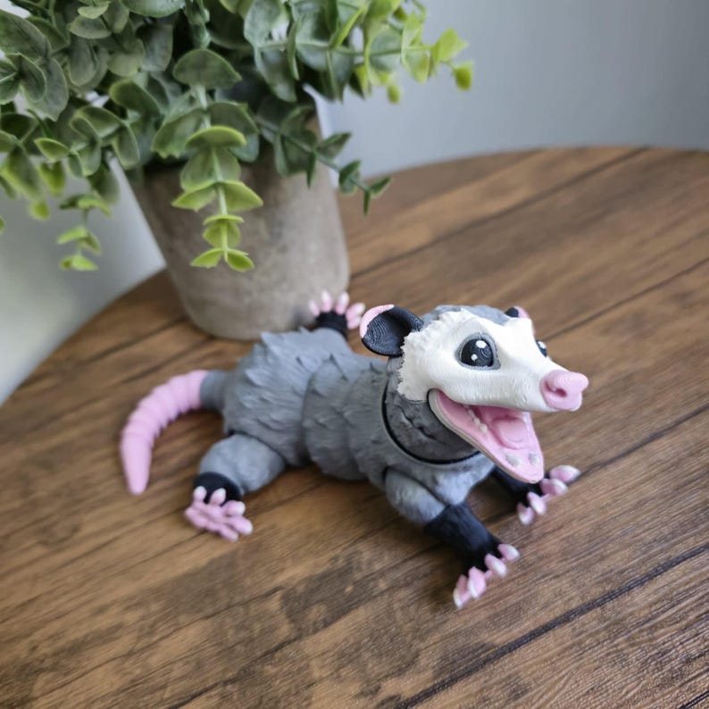 Opossum Articulated 3D Printed Fidget Figurine, Sensory Desk