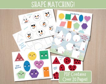Shape Matching Activities - Printable (PDF Download) US Letter Size AND A4
