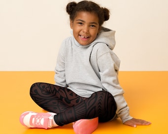 Polynesian Tribal in Rust Kid's Leggings, Colorful Kids Leggings, Vibrant Tights, Stretchy Pants, Trendy Children's Wear