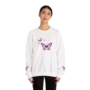 Butterfly Bliss Unisex Crewneck Sweatshirt, Cozy Gift for Nature Lovers, Spring Fashion, Colorful Sweatshirt, Casual Layering