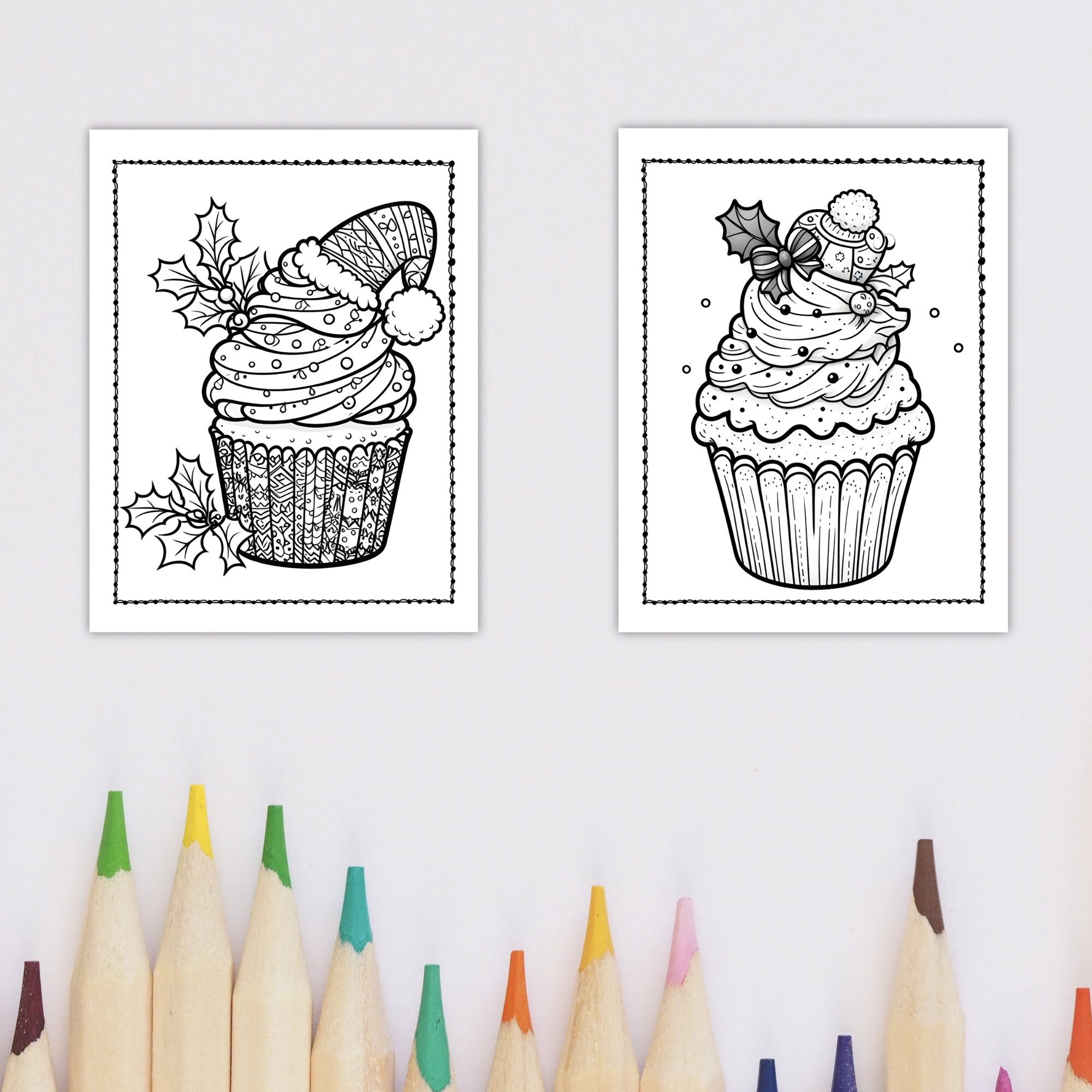 38 Christmas Cupcake Coloring Pages, Christmas Coloring Sheets for ...