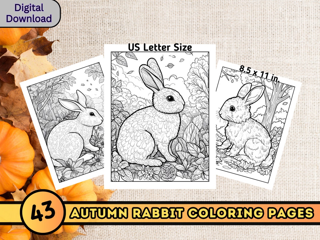 43 Rabbit Coloring Pages, Autumn Fall Printables, Forest Animal ...