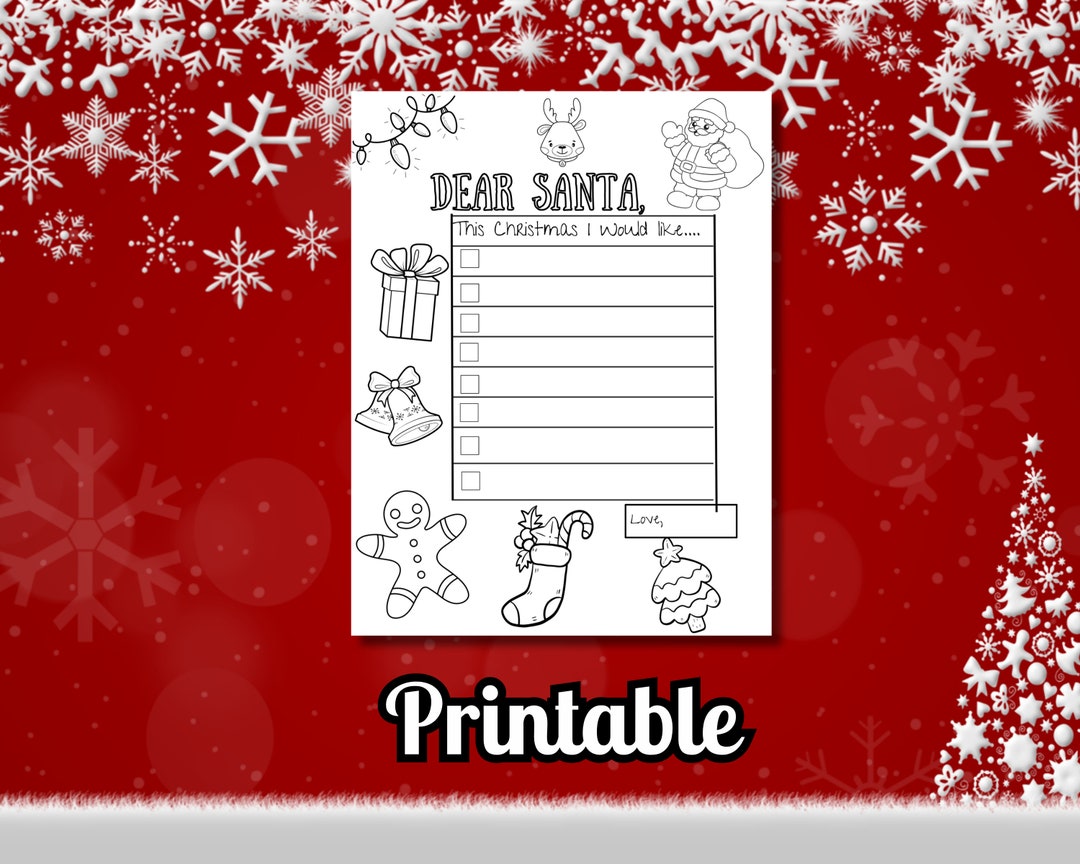 Printable Coloring Wish List for Children Fun and Festive Activity ...