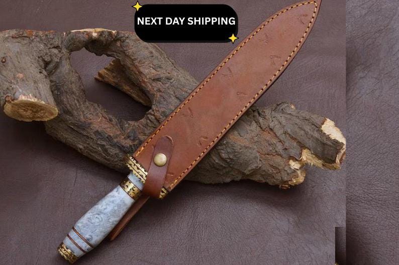 Custom Damascus Hunting Knife: Handmade Stag Horn Handle image 5