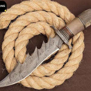 Custom Damascus Hunting Knife: Handmade Stag Horn Handle Crocodile Knife