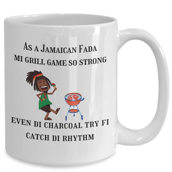 Jamaican Fada Funny Mug Gift For Grilling BBQ Father Jerk King Patois Best Dad Gift From Child Island Humor Birthday Father's Chef Daddy Cup