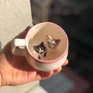 Custom Pet Mug with Mini Pet Figurine – Personalized Ceramic Cup with Pet Sculpture – Pet Memorial Gift