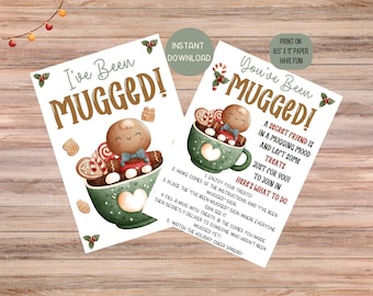 You&#39;ve Been Mugged Christmas Printable, I&#39;ve Been Mugged Gingerbread Sign, Instant Download, Holiday Coworker Friend PTA Teacher Office Game